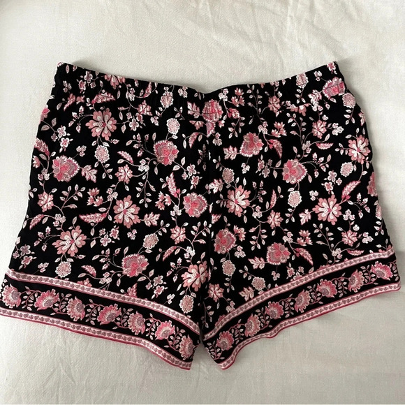 LOFT Beachy Boho Pink Floral Elastic Waist Pull On Summer Shorts - Picture 5 of 7